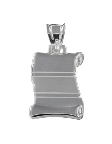 PLACA-105 - PLACA DE PLATA FORRADA PERGAMINO CON CENTRO EN MATE DE 19 MM X 26 MM