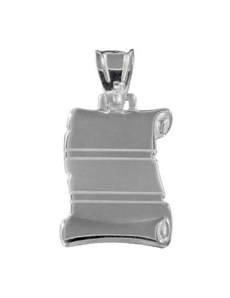 PLACA-105 - PLACA DE PLATA FORRADA PERGAMINO CON CENTRO EN MATE DE 19 MM X 26 MM
