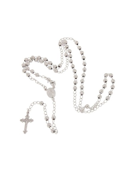 RO-46 - ROSARIO DE PLATA CON CADENA DE 39 CM Y ANCHO DE 3 MM/BOLA 4 MM Y COLGANTE DE 20 MM X 12 MM