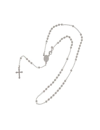 RO-51 - ROSARIO DE PLATA CON CRUZ DE 11 X 18, MILAGROSA DE 8 MM X 11 MM , BOLA DE 3 Y 50 CM