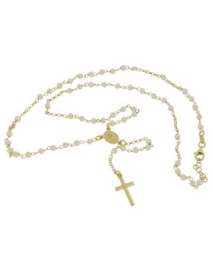 RO-47 - ROSARIO DE PLATA CHAPADO EN ORO CON CADENA DE 33 CM Y ANCHO DE 2 MM/PERLA 3,5 MM Y COLGANTE DE 20 MM X 10 MM 2