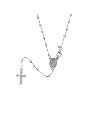 RO-53 - ROSARIO DE PLATA CON CRUZ DE 11 X 16, MILAGROSA DE 8 MM X 11 MM , BOLA DE 2 MM Y 60 CM