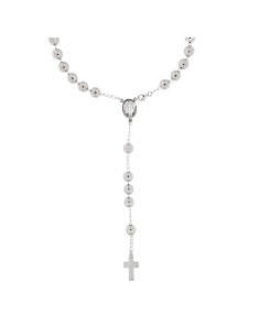 RO-50 - ROSARIO DE PLATA CON CRUZ LISA DE 18 MM X 12 MM CON MILAGROSA DE 15 MM X 12 MM Y BOLA DE 0,6 MM Y LARGO DE 46 CM