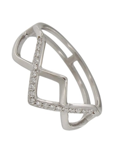 S-1918 - SORTIJA DE PLATA CON FORMA TRIANGULAR ENTRELAZADA CON TIRA DE CIRCONITA