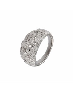 S-1175 - SORTIJA DE PLATA OVALADO CON TIRAS ENTRELAZADAS CON CIRCONITA