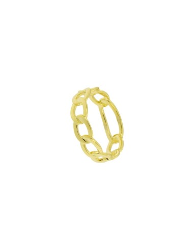 S-1977 - SORTIJA DE PLATA CHAPADA EN ORO CON ESLAVONES UNIDOS HACIENDO CADENA