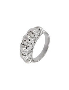 S-1077 - SORTIJA DE PLATA CON TIRAS DE CIRCONITA ENTRE PLATA