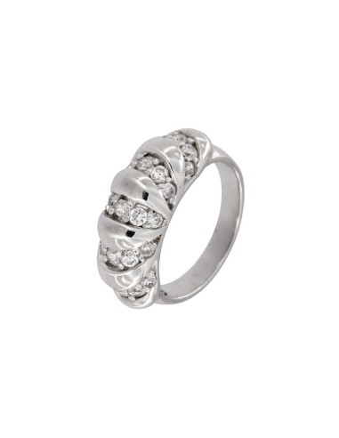 S-1077 - SORTIJA DE PLATA CON TIRAS DE CIRCONITA ENTRE PLATA