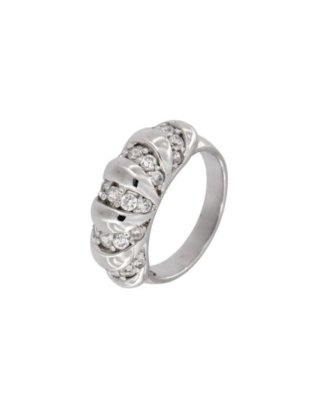 S-1077 - SORTIJA DE PLATA CON TIRAS DE CIRCONITA ENTRE PLATA