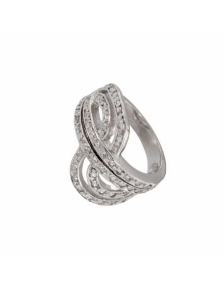 S-1187 - SORTIJA DE PLATA CON TIRAS DE CIRCONITA HACEINDO UN DIBUJO OVAL