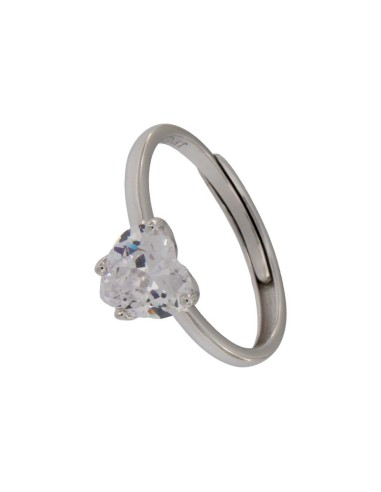 S-2028 - SORTIJA DE PLATA SOLITARIO CON MOTIVO DE PIEDRA EN FORMA DE CORAZÓN