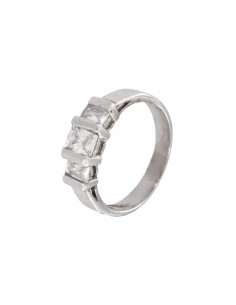 S-1210 - SORTIJA DE PLATA CON CIRCONITAS CENTRALES