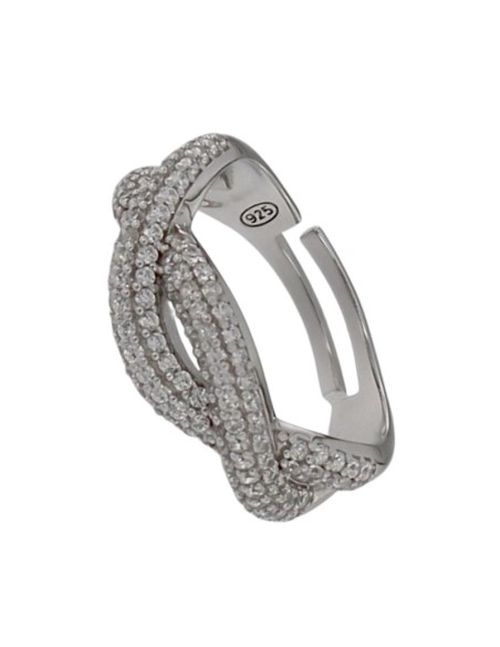 S-2157 - SORTIJA DE PLATA CON MOTIVO DE TIRAS DE CIRCONITA ENTRELAZADAS DE 7 MM