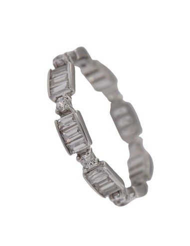S-2002 - SORTIJA DE PLATA CON MOTIVOS RECATNGULARES CON PIEDRA Y CIRCONITA 