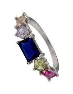 S-2084 - SORTIJA DE PLATA CON PIEDRAS DE COLOR