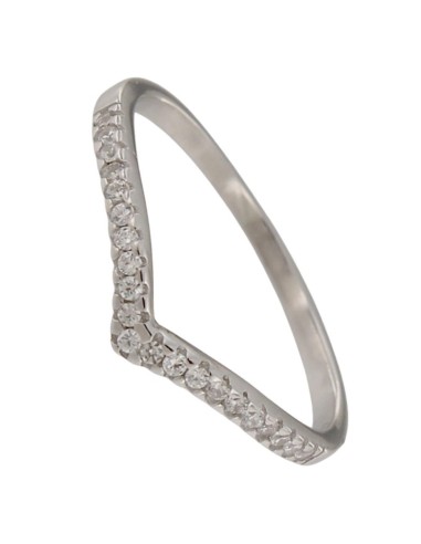 S-2267 - SORTIJA DE PLATA CON CIRCONITA CON FORMA DE "V" DE 2 MM