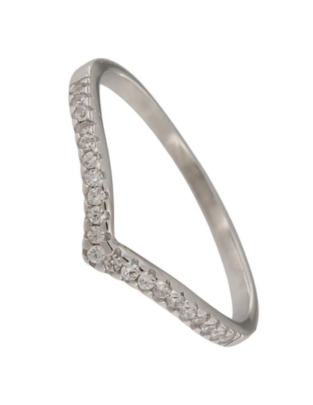 S-2267 - SORTIJA DE PLATA CON CIRCONITA CON FORMA DE "V" DE 2 MM