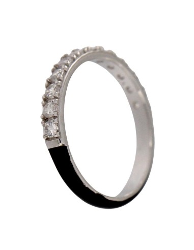 S-2066 - SORTIJA DE PLATA CON ESMALTE NEGRO Y CIRCONITA