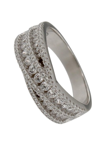 S-2264 - SORTIJA DE PLATA CON TIRAS ENTRELAZADAS DE CIRCONITA DE 7 MM