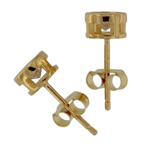 PENDIENTE CHATÓN CHAPADO EN ORO DE 6 MM 2