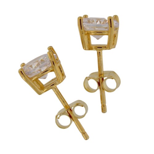 PENDIENTE CON 4 GARRAS REDONDO CHAPADO EN ORO DE 4 MM 2