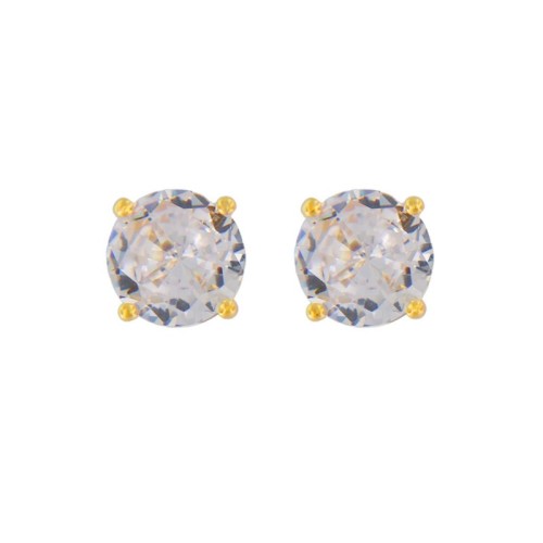 PENDIENTE CON 4 GARRAS REDONDO CHAPADO EN ORO DE 6 MM 